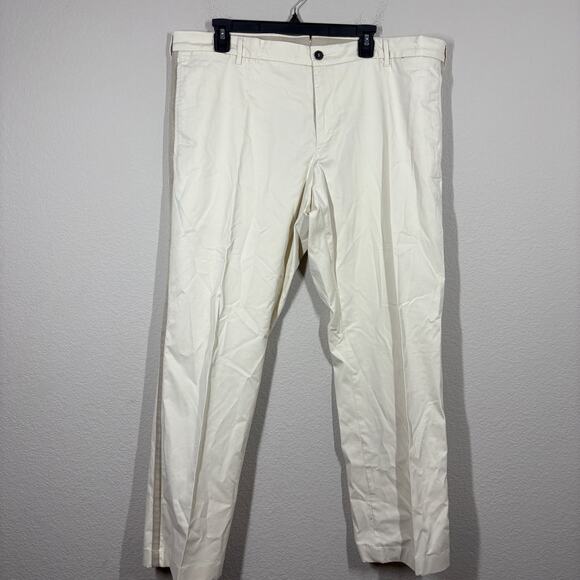 Faconnable Mens 40 Chino Dress Pants Beige Cotton Straight Leg Pockets Stretch - Picture 1 of 11
